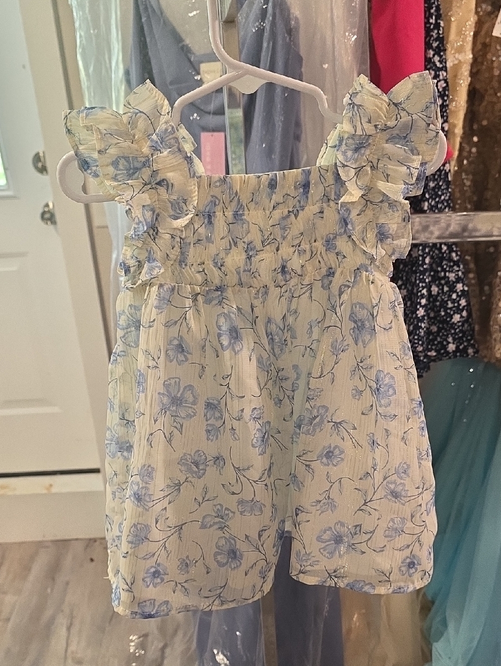 Rachel Zoe Baby Dress with Blue Floral Print